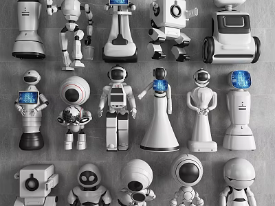 Smart Machines Display Various Robotic Models With Diverse Designs And Features 3d model