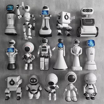 Smart Machines Display Various Robotic Models With Diverse Designs And Features 3d model