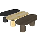 Modern Minimalist Black Dining Table With Cylindrical Bases And White Accents 3d model