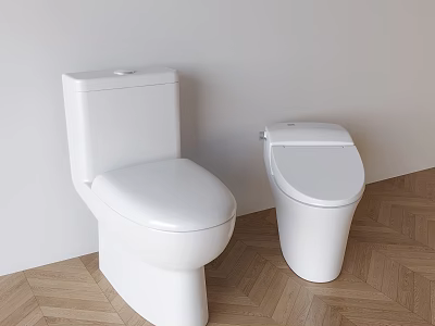 Modern White Ceramic Toilets With Sleek Design And Clean Lines In Bathroom 3d model