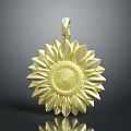 Golden Sunflower Shaped Pendant Fashion Accessory With Detailed Petal Design
