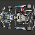 Blue And White Racing Go Kart With Steering Wheel Seat Number 44 And Racing Design