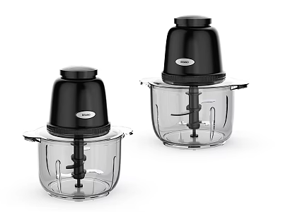 Two Electric Kitchen Food Processors With Black Lids And Transparent Containers 3d model
