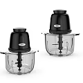 Two Electric Kitchen Food Processors With Black Lids And Transparent Containers 3d model