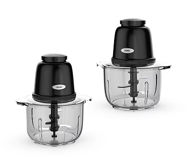 Two Electric Kitchen Food Processors With Black Lids And Transparent Containers 3d model