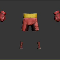 Red Boxing Gloves Shorts With Yellow Belt And Red Boxing Boots Sports Gear