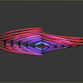 Colorful Heart Shaped Decorative Product With Layered Lines Pink Purple Gradient And Blue Center