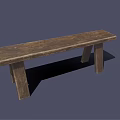 Sturdy Wooden Public Bench With Long Seat Simple Design And Natural Wood Grain