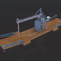 Industrial Machinery Setup With Crane Conveyor Belt And Large Container Platform