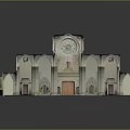 Cartoon Scene With Classical Arched Structure Decorative Columns And Blue Floor Pattern