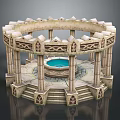 Circular Stone Architectural Structure With Decorative Columns Central Pool And Carved Steps 3d model