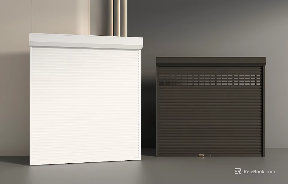 Modern White and Brown Roller Shutters Exterior Design with Sleek Finish 3d model 