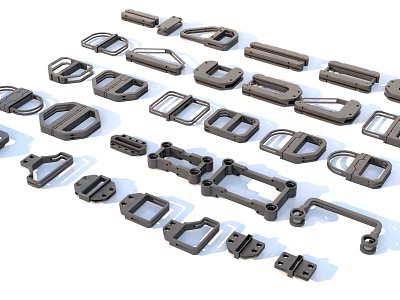 Industrial Equipment Parts Including Various Shapes Metal Fasteners Frames And Connectors 3d model