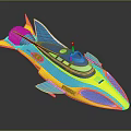 FINSKY Yellow And Blue Water Vehicle Modern Streamlined Toy Model With Cockpit And Tail Fin