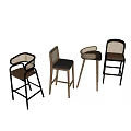 Modern Bar Stools With Various Designs Wooden Metal Frames And Woven Backrests Green Gray Seats