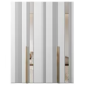 Modern Chest of Drawers with Mirror Front Vertical Stripes and Gold Handles Design