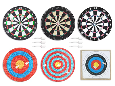 Sports Equipment Including Various Design Dartboards And Colorful Targets For Games 3d model