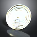 Shiny Metal Can Lid With Pull Tab On Dark Reflective Surface