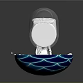 White Salt Pouring From Transparent Glass Bottle Into Blue Patterned Bowl
