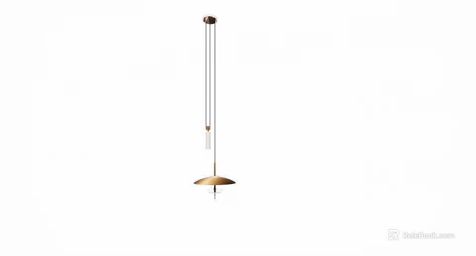 Modern Minimalist Pendant Light With Gold Metal Rod And Cylindrical Glass Shade 3d model 