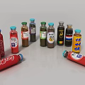 Assorted Bottles With Coca Cola Milo And Colorful Label Designs On