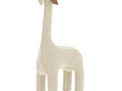 White Giraffe Fabric Toy With Minimalist Design And Brown Ears For Kids Room Decor 3d model
