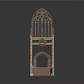 Classical Building Model With Arched Structure Decorative Patterns And Vine Decorations