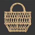 Square Light Brown Woven Storage Basket With Two Handles For Home Use 3d model