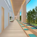 Community Leisure Center Layout Design With Functional Zones Green Plants And Colorful Umbrellas