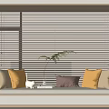 Log wind bay window cushion venetian blinds 3d model