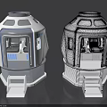 Futuristic Capsule Structures With Illuminated Interior And Access Steps 3d model