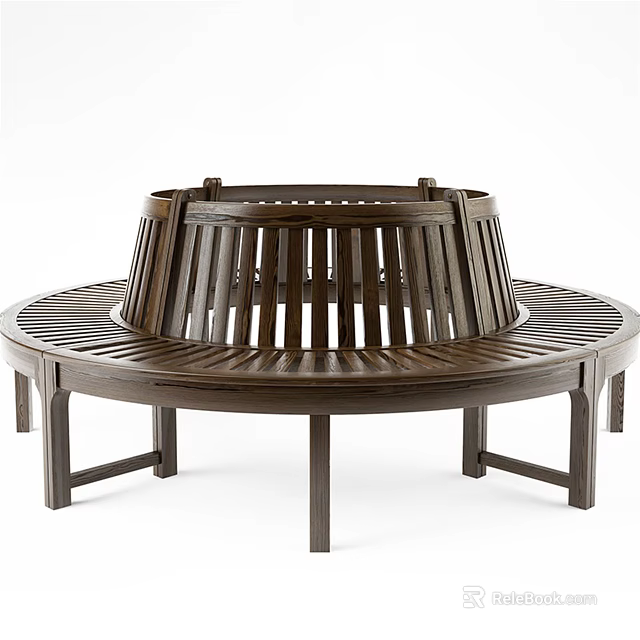 Wooden Outdoor Chair with Circular Slatted Design and Surrounding Frame for Garden Use 3d model 