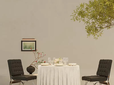 Modern Tufted Black Upholstered Dining Chairs For Cozy Minimalist Elegant Home Dining Space Decoration 3d model