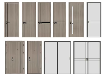 Modern door single door glass door sliding door solid wood door 3d model