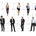 Group of Business People in Formal Attire with Various Height Measurements