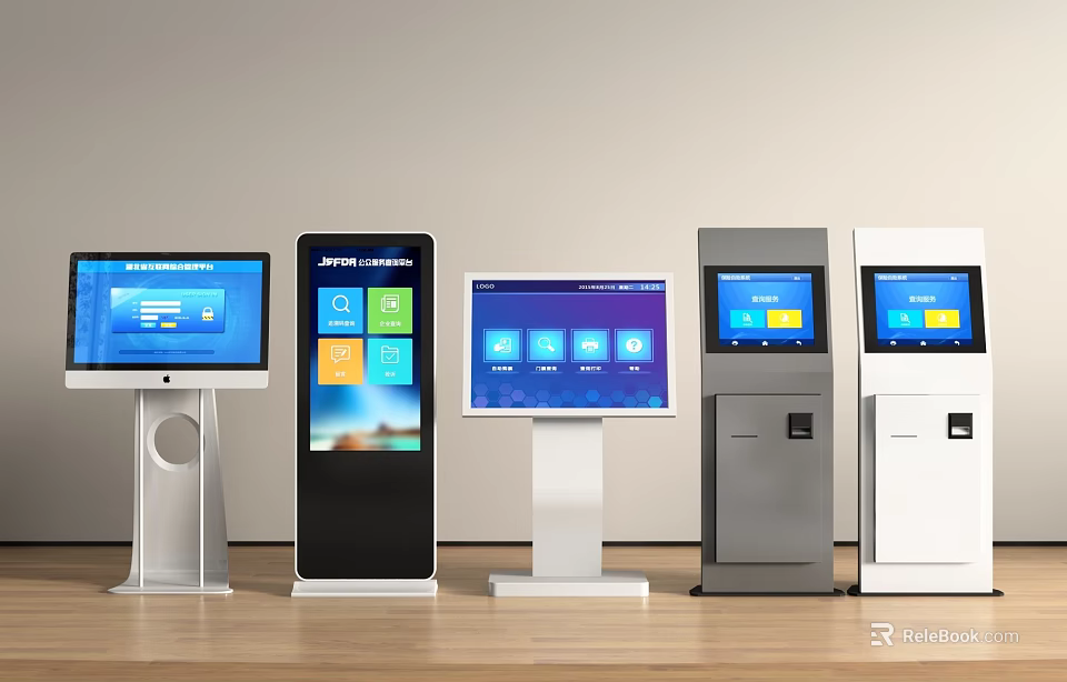 Multiple All in One Machines With Various Designs And Display Screens 3d model