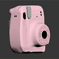 Pink Compact Instant Camera Digital Device With Square Design Round Lens And Flash 3d model