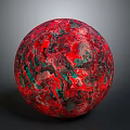 Decorative Red And Green Marbled Sphere With Polished Surface Design