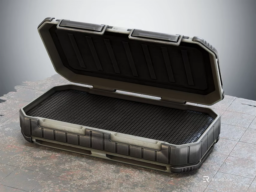 Open Hard Protective Case With Reinforced Edges And Grid Interior Padding 3d model 