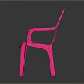 Modern Pink Plastic Dining Chair With Perforated Design And Armrests