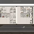 Cream wind bookcase combination 3d model