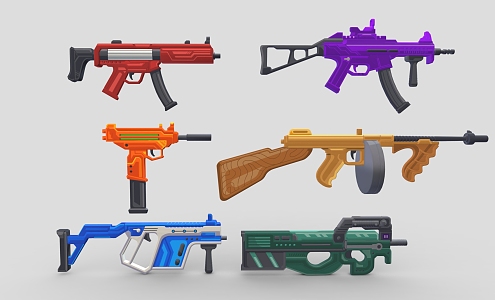 Cartoon gun weapon machine gun toy gun 3d model