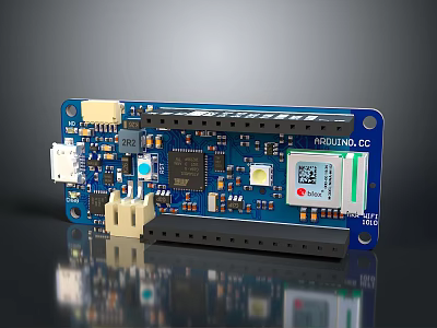Arduino Uno Development Board With Microcontroller USB Port And LED Components 3d model