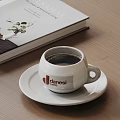 White Coffee Cup With Danesi Caffè Logo On Saucer Near Open Book On Wooden Table