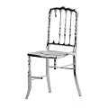 Elegant Modern Outdoor Chair With Chrome Plated Metal Ornate Backrest And Decorative Legs