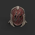 Medieval Shield With Metal Frame Red Surface And Claw Marks Design
