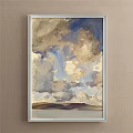 Landscape Painting With Soft Tones Mountains Lake Sky Clouds And Water Reflections