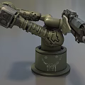 Green Military Style Mechanical Arm Weapon With Barrel Mounted Base And Mechanical Structure