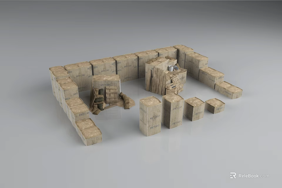 Modular Building Components Featuring Various Stone Brick Shapes For Construction Projects 3d model