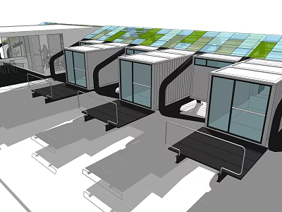Modern Detached Villa With Modular Design Large Glass Windows And Green Roof 3d model
